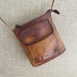 Fossil purse brown tan worn soft Leather crossbody Bag
